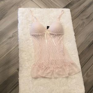 Pale pink padded lace slip